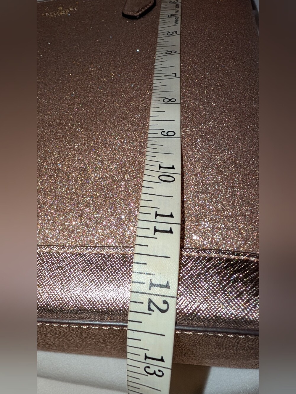 Kate Spade Rose Gold Glitter Fabric Shoulder Tote Bag EUC - Picture 12 of 13